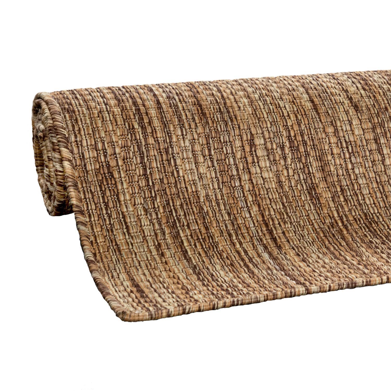 Solid Outdoor Rug For Patio Or Balcony Weatherproof In Mottled Brown Beige, Size: 5'3' X 7'3'