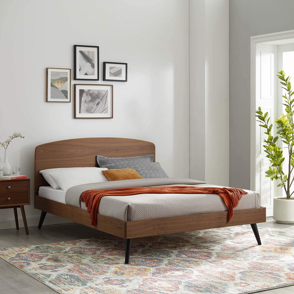 Modway Bronwen Queen Wood Platform Bed In Walnut