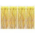 Livder 4 Pack 3.2X9.8 Feet Metallic Foil Glitter Shimmer Fringe Curtains For Birthday Wedding Christmas Photo Backdrop Props Par