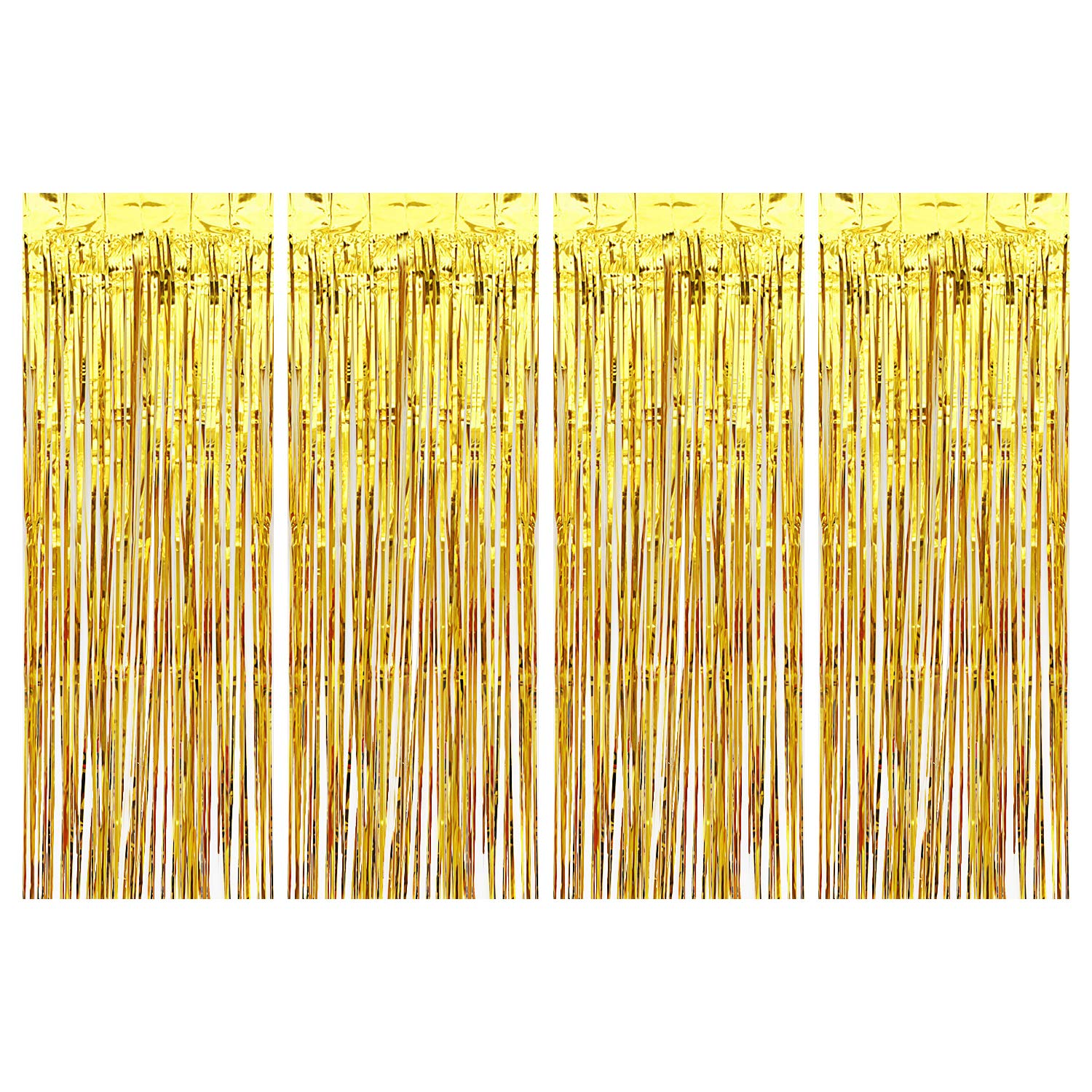 Livder 4 Pack 3.2X9.8 Feet Metallic Foil Glitter Shimmer Fringe Curtains For Birthday Wedding Christmas Photo Backdrop Props Par