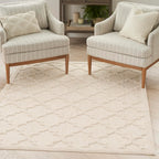 Nourison Easy Care Indoor/Outdoor Cream 6' X 9' Area Rug, Easy Cleaning, Non Shedding, Bed Room, Living Room, Dining Room, Backyard, Deck, Patio (6X9)