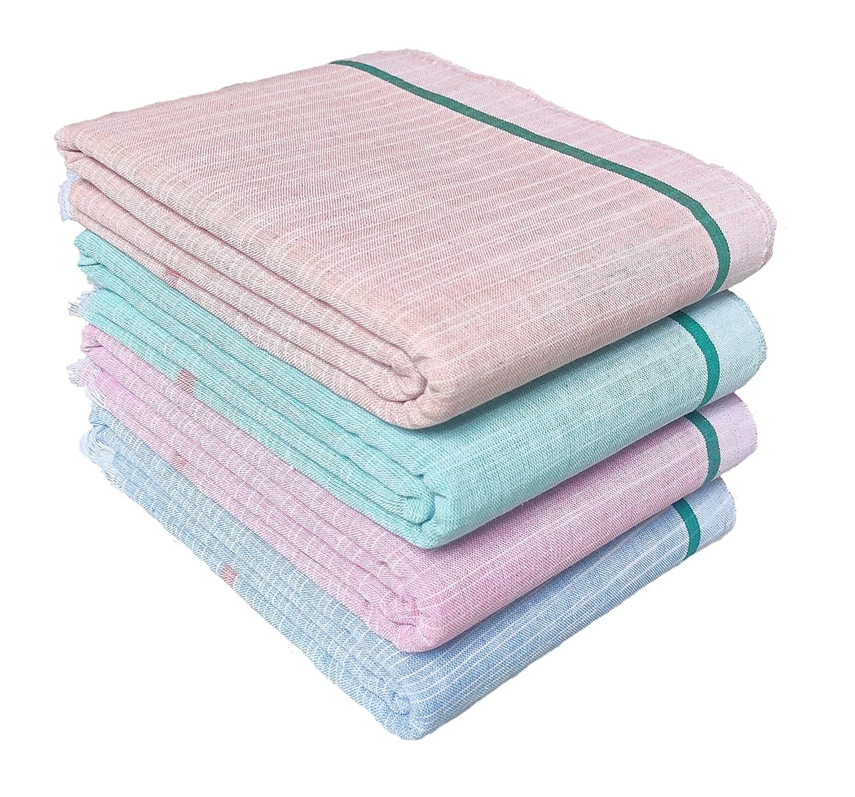 Mk weaves 100% Cotton Towel Gamcha (300 GSM /31x66 Inches) for Men & Women Skin Friendly Shrink Proof Pack of 4