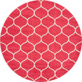 Unique Loom Trellis Frieze Collection Area Rug - Rounded (8 Round, Pink/ Ivory)
