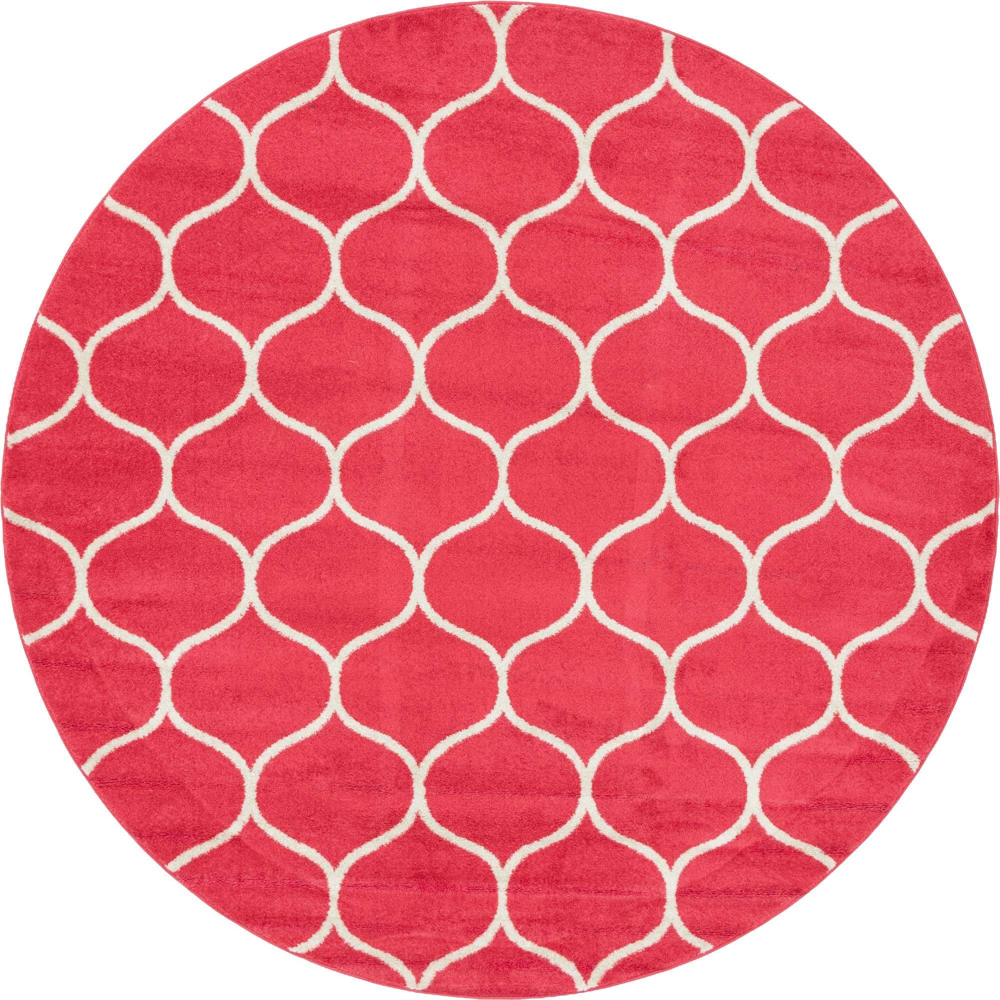 Unique Loom Trellis Frieze Collection Area Rug - Rounded (8 Round, Pink/ Ivory)