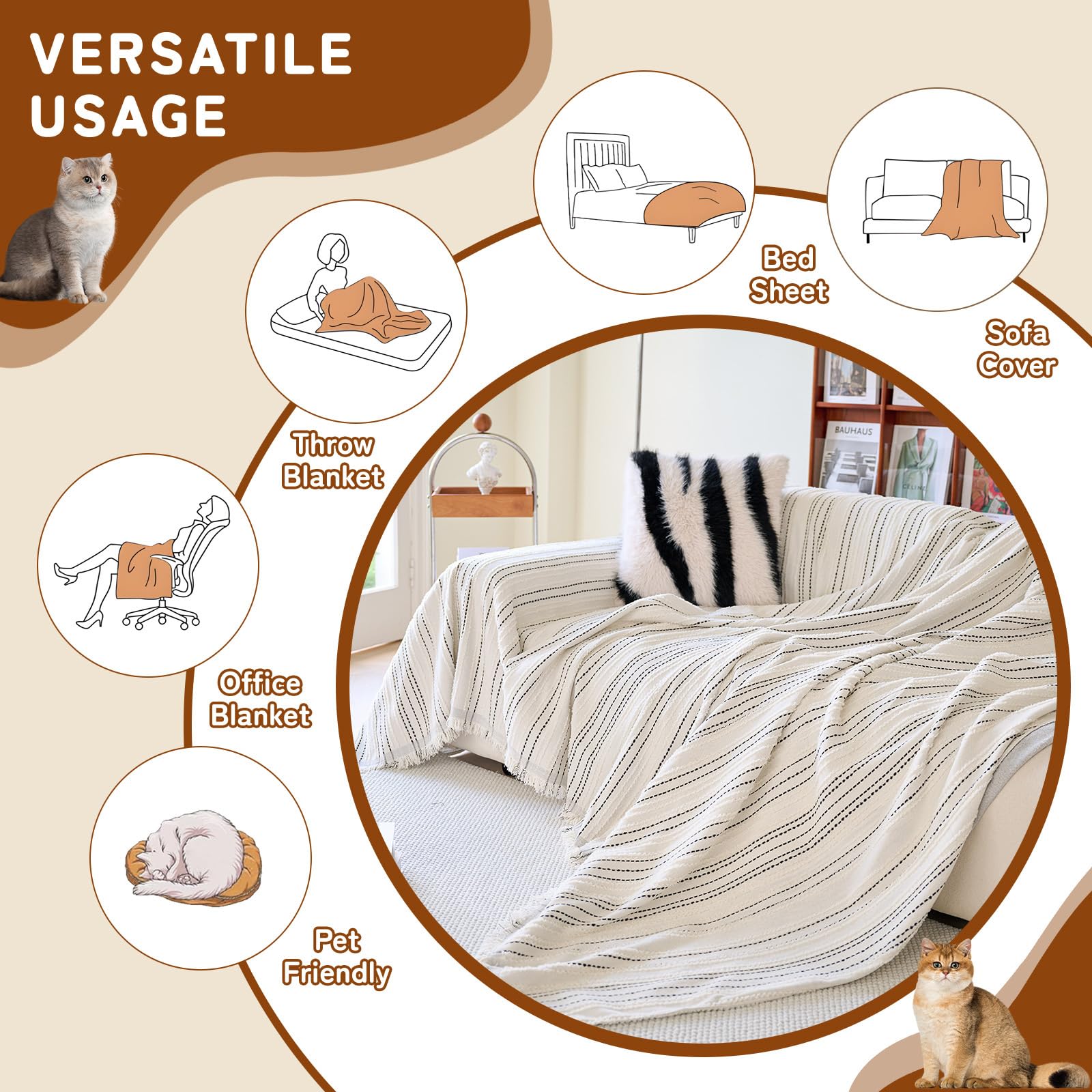 Handontime Couch Cover Pet Friendly White Sofa Covers For 3 Cushion Couch Washable Sofa Cushion Cover Jacquard Chenille Couch Co