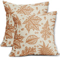 Aytipun Fall Pillow Covers 18X18 Set Of 2 Burnt Orange Maple Leaf Autumn Harvest Print Decorative Throw Pillows Outdoor Pillowca