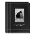 Pioneer LLL46 Live, Laugh, Love Embroidered Frame Cover Sewn Leatherette Mini Photo Album, Black