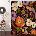 Mitovilla Boho Floral Shower Curtain, Abstract Plant Leaves Shower Curtains For Chic Elegant Bathroom Decor, Luxury Fabric Cloth