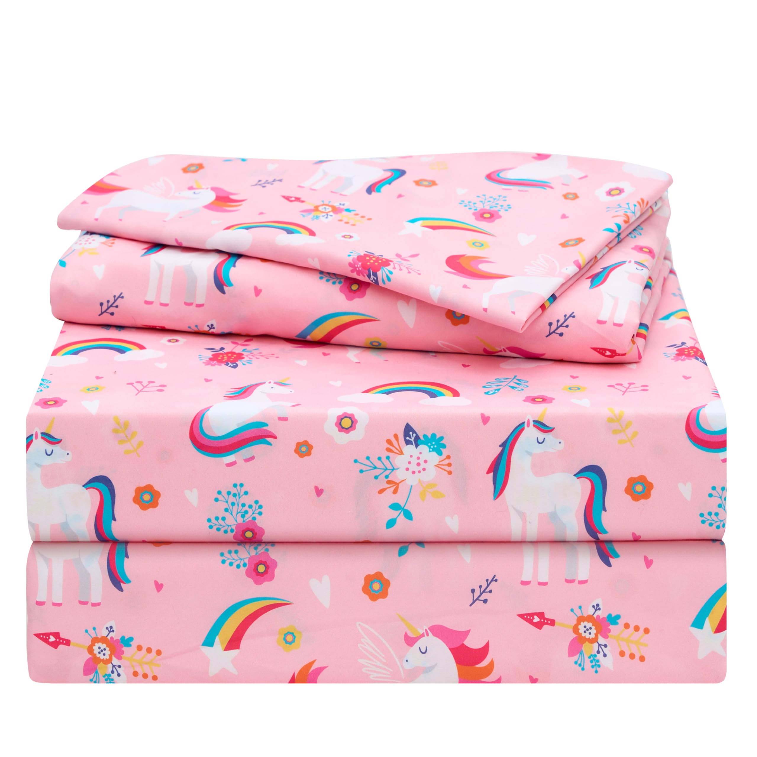 Joiedomi Kids Twin Sheet Set Unicorn - 3 Piece Soft Microfiber Bed Sheets - Deep Pocket Wrinkle Free, Cozy Toddler Bedding Set,
