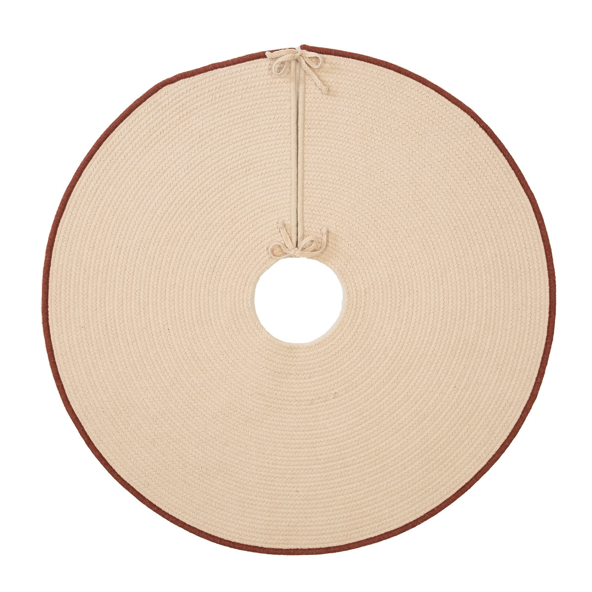 Cozy Wool Trimmed Holiday Tree Skirt - Natural 50” X 50”