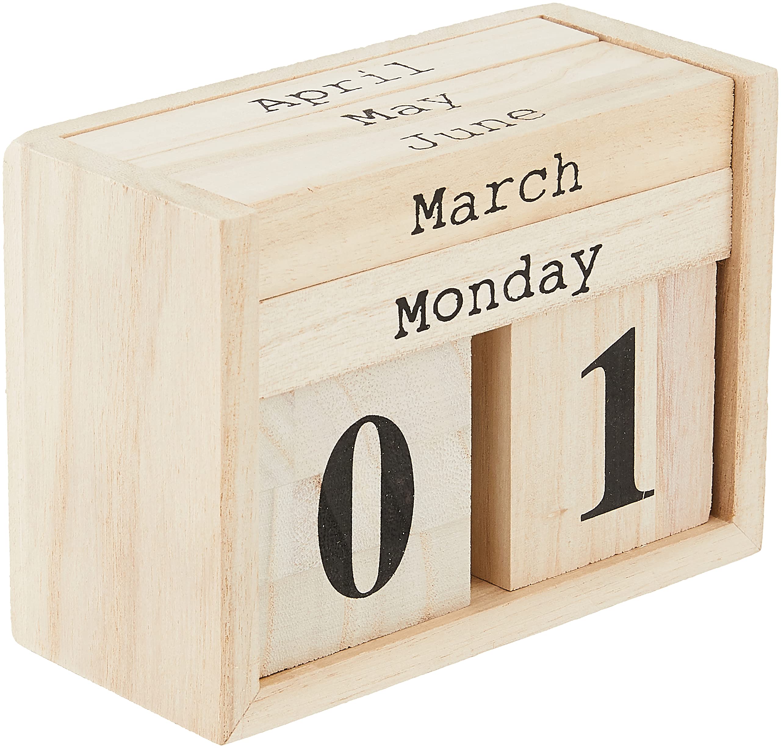 Bloomingville Paulownia Wood Perpetual Calendar, Nature