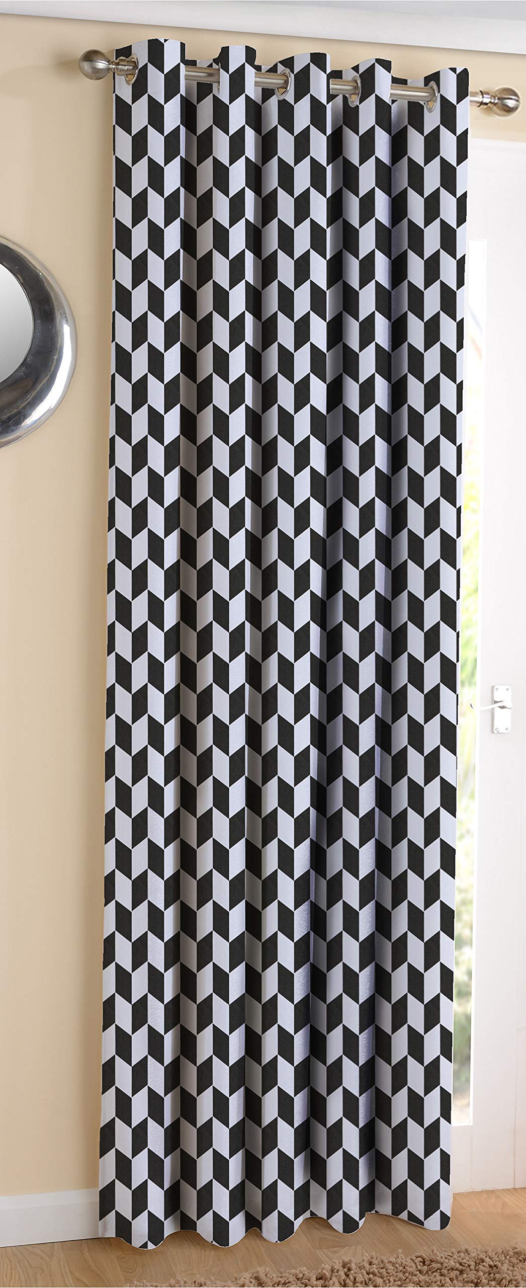 AIRWILL  Cotton Blackout and Room Darkening 9ft Long Door Curtains Pack of 1 pc. (Printed  Black)