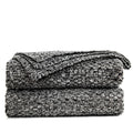 Longhui bedding Black Knitted Throw Blanket for Couch, Soft, Cozy Machine Washable 100% Cotton Sofa Blanket, Heavy 2.5lb Weight,