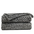 Longhui bedding Black Knitted Throw Blanket for Couch, Soft, Cozy Machine Washable 100% Cotton Sofa Blanket, Heavy 2.5lb Weight,