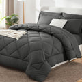 Cozylux Twin Bed In A Bag Comforter Set With Sheets 5-Pieces For Girls And Boys Dark Grey All Season Bedding Sets With Comforter