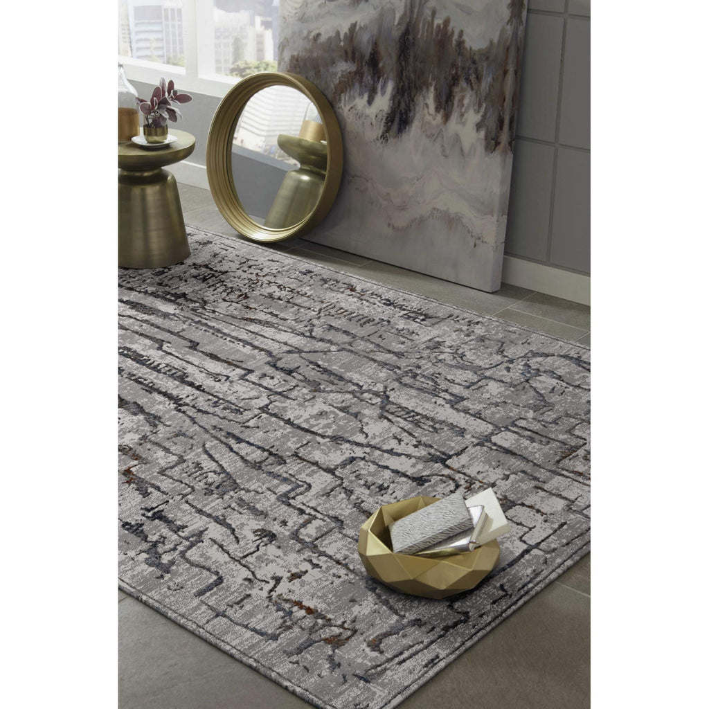 HomeRoots Decor 118' X 158' X 0.'25' Grey Polyester Rug