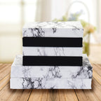 Elegant Comfort Eloise Marble Printed 6-Piece Sheet Set, 1500 Premium Hotel Quality Microfiber, Soft, Wrinkle And Fade Resistant, Fitted Sheets With Smart Pockets, Marble Sheet Set, Full, White