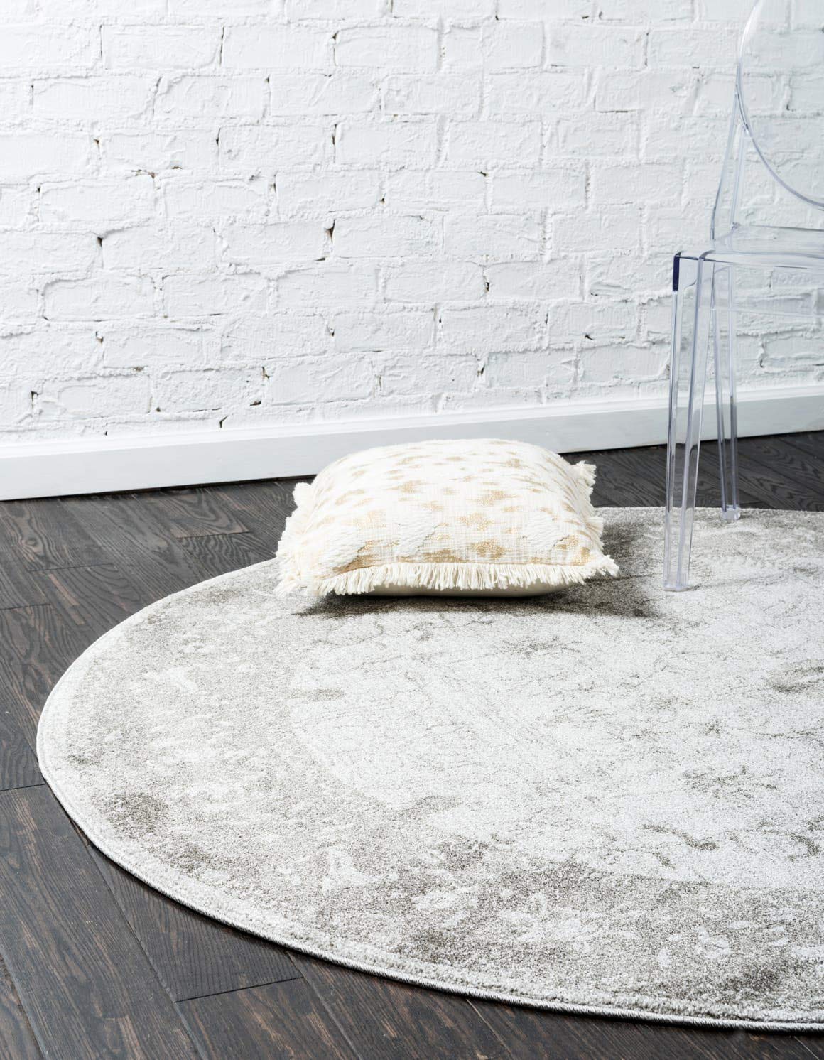Unique Loom La Jolla Collection Farmhouse, Contemporary, Botanical, Traditional, Vintage Area Rug, 3 ft 3 in, Light Gray/Dark Gr