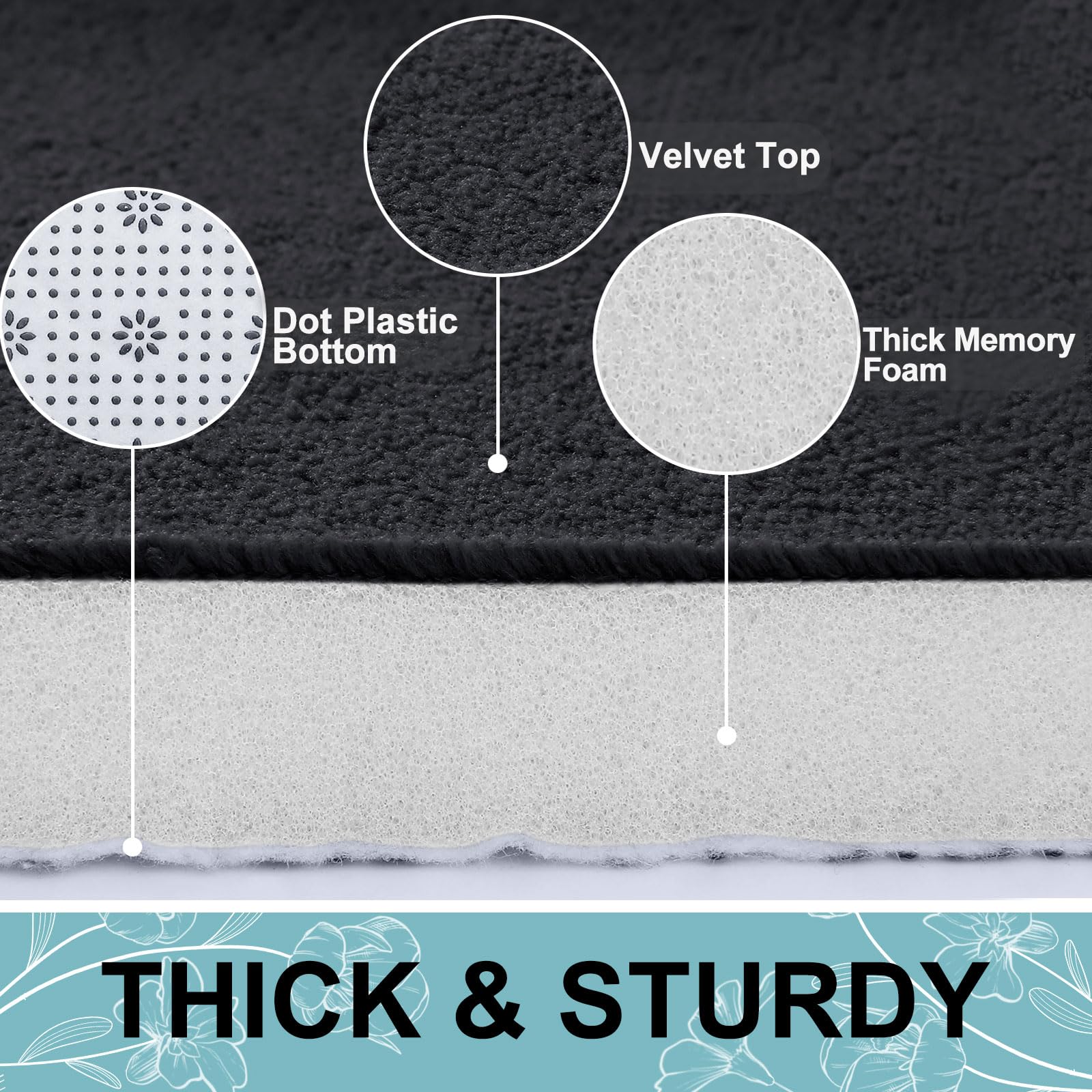 Smiry Memory Foam Bath Mat 24'' X 16'', Extra Soft Absorbent Bathroom Rugs Non Slip Bath Rug Runner For Shower Bathroom Floors,