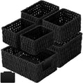 Marsui 6 Pcs Wicker Storage Baskets for Pantry Organization with Labels