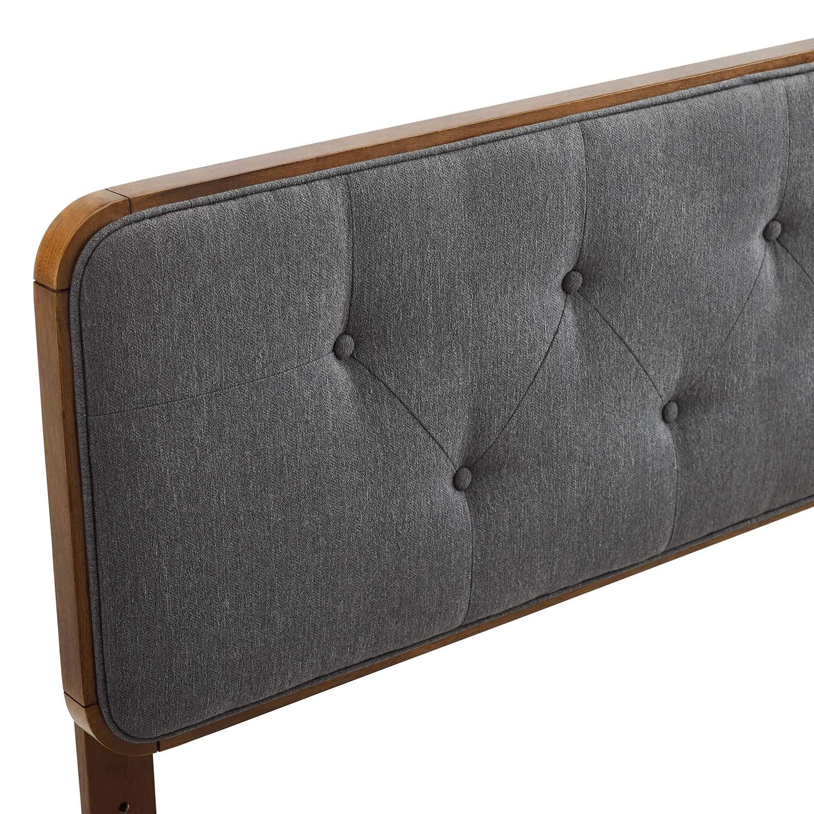 Modway Mod-6233-Wal-Cha Collins Tufted Full Fabric And Wood Headboard, Walnut Charcoal