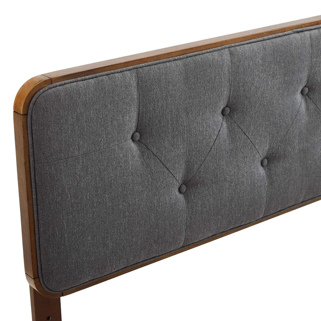 Modway Mod-6234-Wal-Cha Collins Tufted Queen Fabric And Wood Headboard, Walnut Charcoal