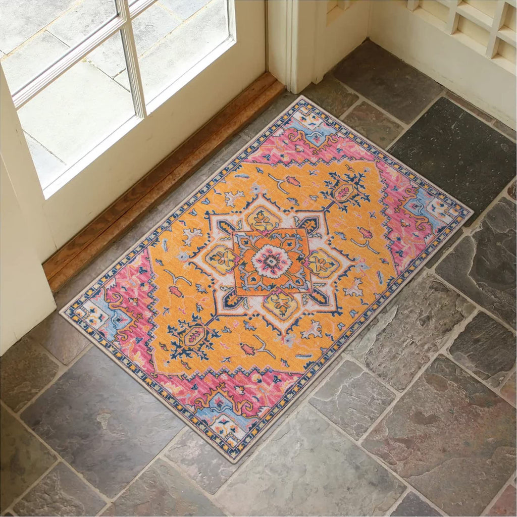 Collive Washable Indoor Door mat, Non Slip Retro Floor Mat 20'' x 32'' Doormat Quick Absorbent Entrance Rug Distressed Front Doo