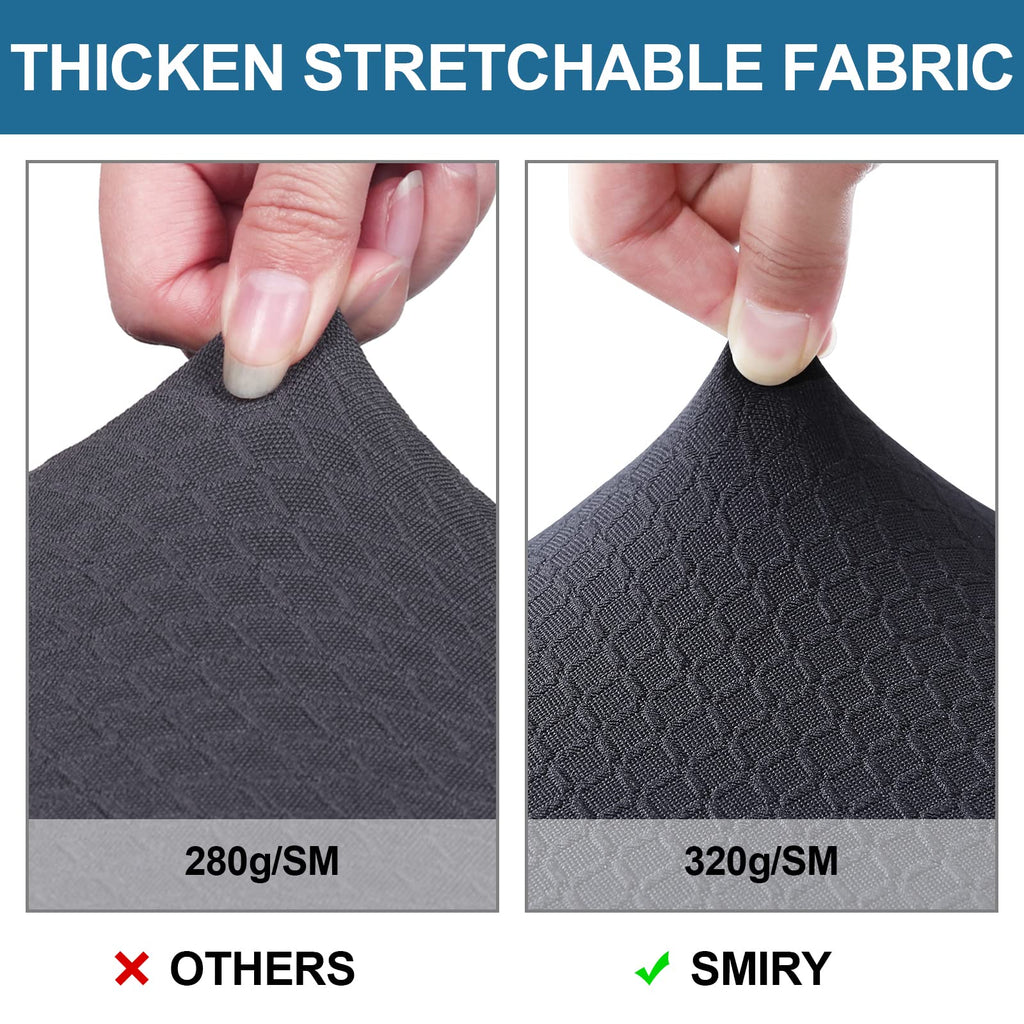 Smiry Waterproof Seat Covers For Dining Room Chairs Set Of 2, Stretch Jacquard Removable Washable Chair Seat Slipcovers Protector, No Rear Covers, Dark Grey