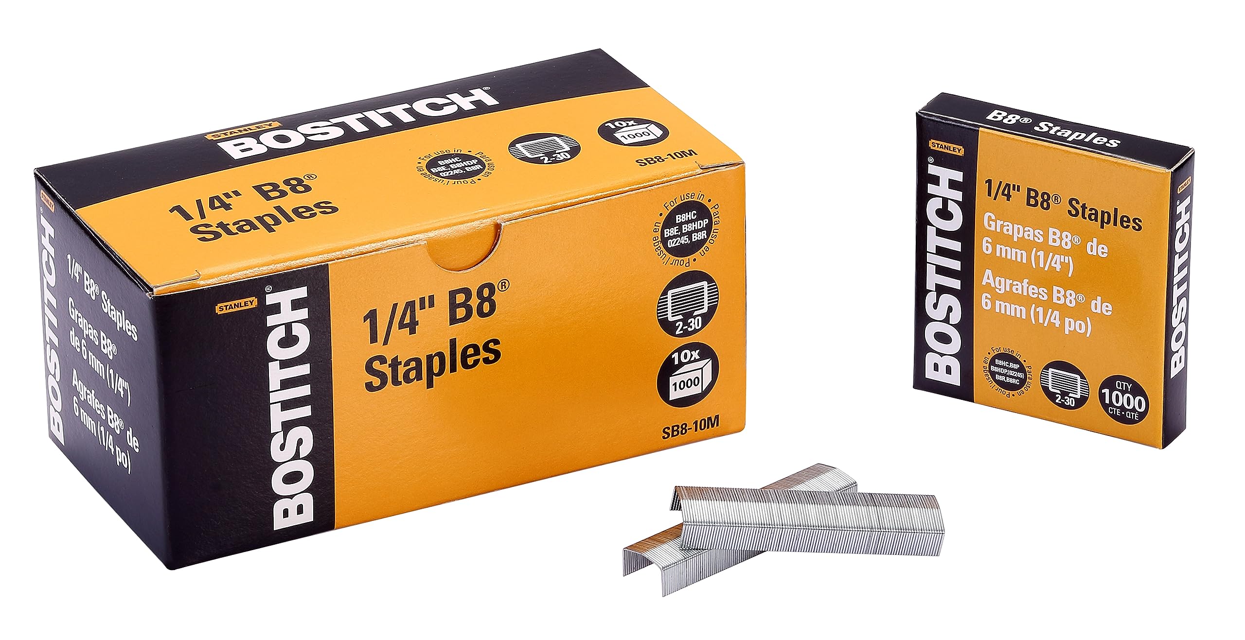 Bostitch Office B8 Powercrown Staples, 0.25 Inches, Maximum Penetration, Reduced Jamming, 10,000 Count Box, (Sb8-10M)