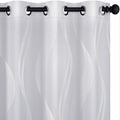 Deconovo Room Darkening Blackout Curtains, Wave Foil Printed Energy Saving Curtainsfor Living Room, Light Silver Grey, 52X45 Inc