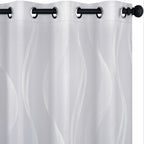 Deconovo Room Darkening Blackout Curtains, Wave Foil Printed Energy Saving Curtainsfor Living Room, Light Silver Grey, 52X45 Inc