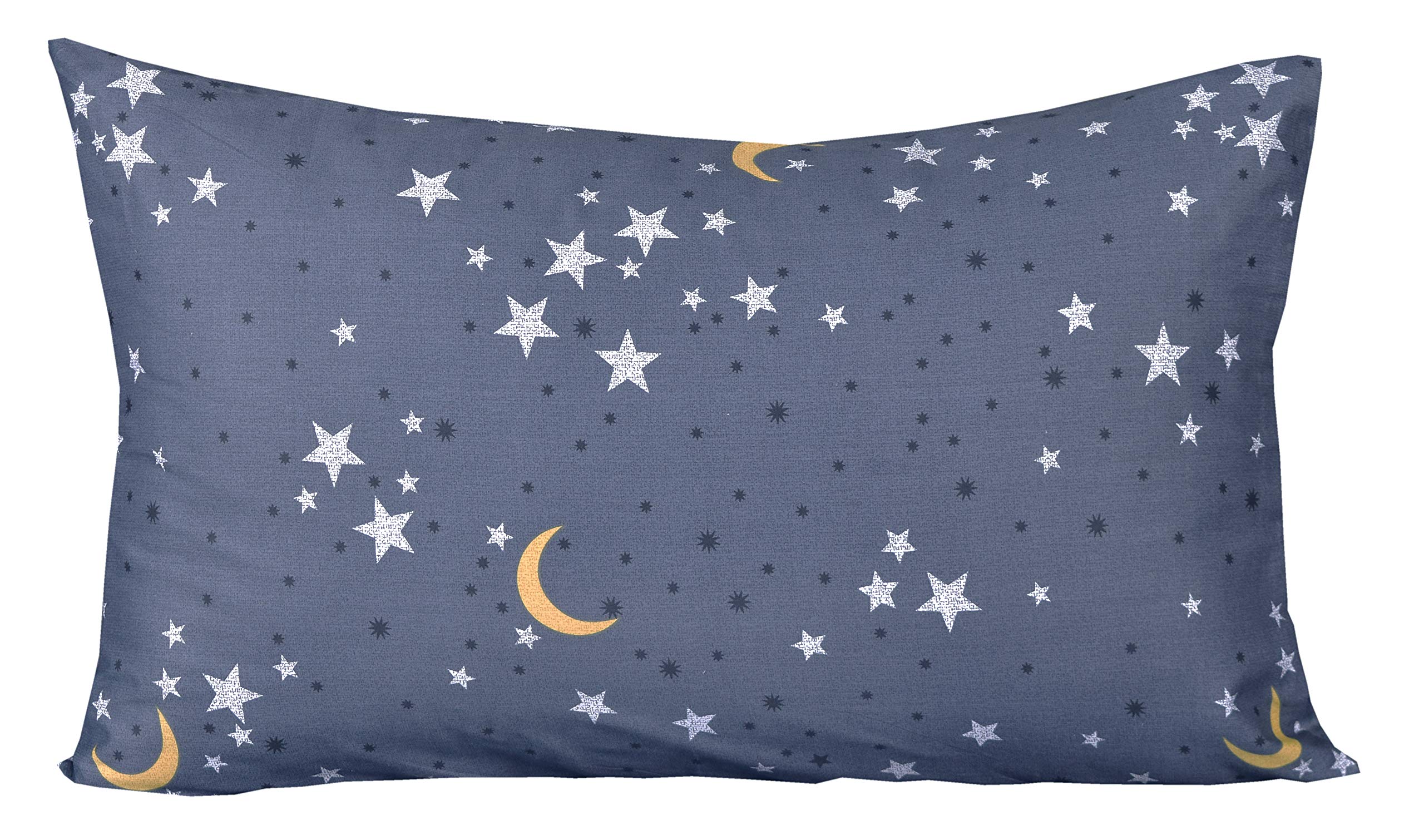 Scientific Sleep Moon & Star Night Sky Teen Boys Girls 100% Cotton Queen Bed Sheet Set, Flat Sheet & Fitted Sheet & Pillowcase B