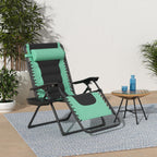 Best Choice Products Oversized Padded Zero Gravity Chair, Folding Outdoor Patio Recliner, Xl Anti Gravity Lounger For Backyard W/Headrest, Cup Holder, Side Tray, Polyester Mesh - Seafoam Green/Black