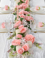 Dearhouse 2Pack Artificial Peony Flower Garland - Silk Peony Garland With Pink Flowers For Wedding Party Table Decoration,6Ft/St