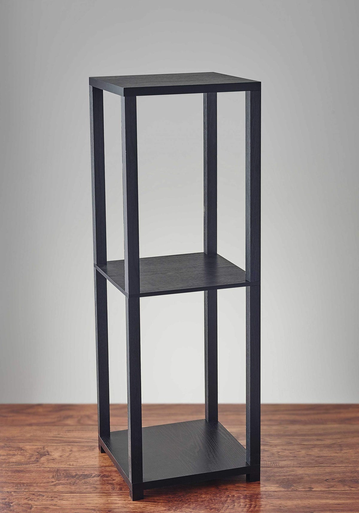 HomeRoots 11.5' X 11.5' X 34.75' Black Black Wood PVC Veneer Tall Pedestal