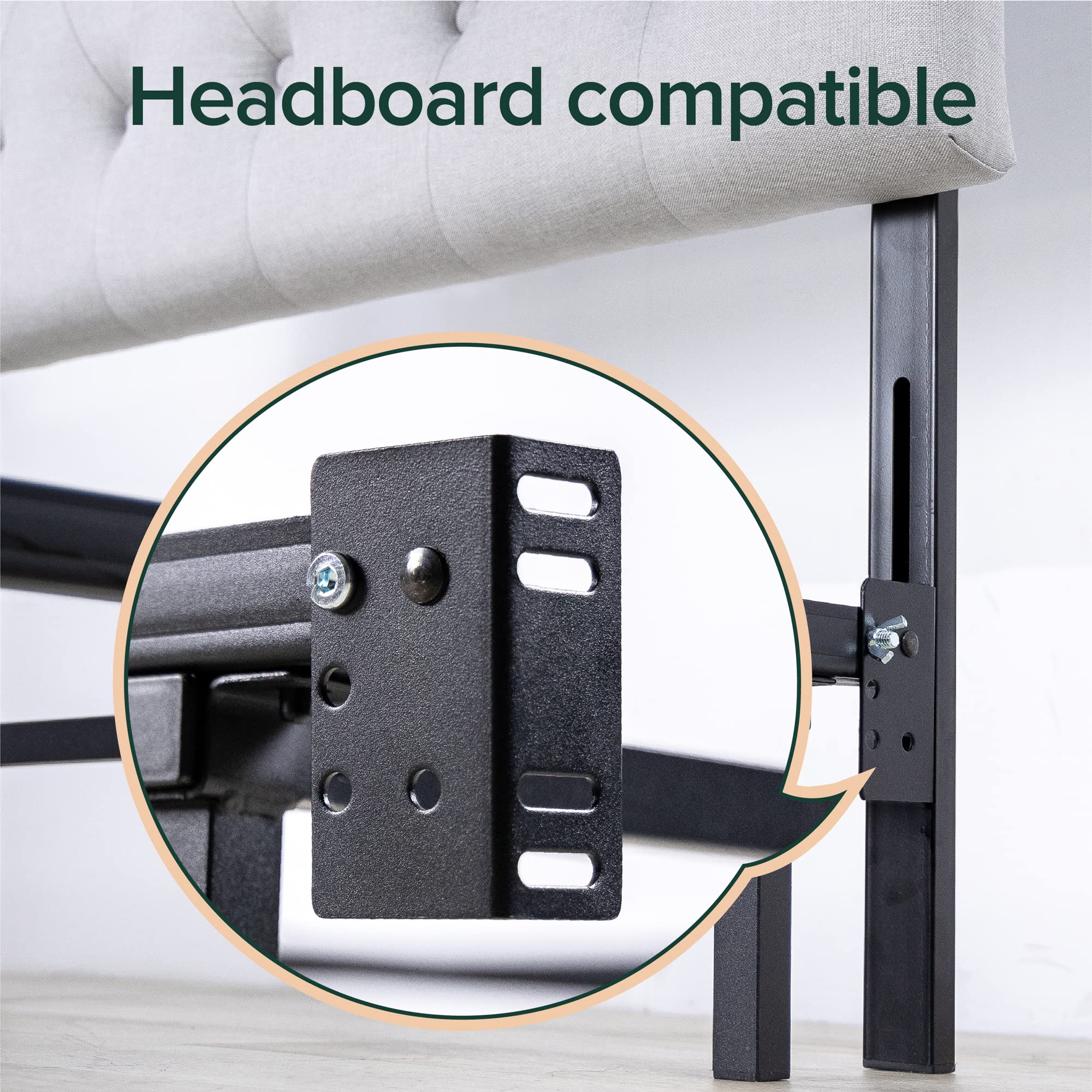 Zinus Compack Metal Bed Frame, 7 Inch Support Bed Frame For Box Spring And Mattress Set, Black, Twin