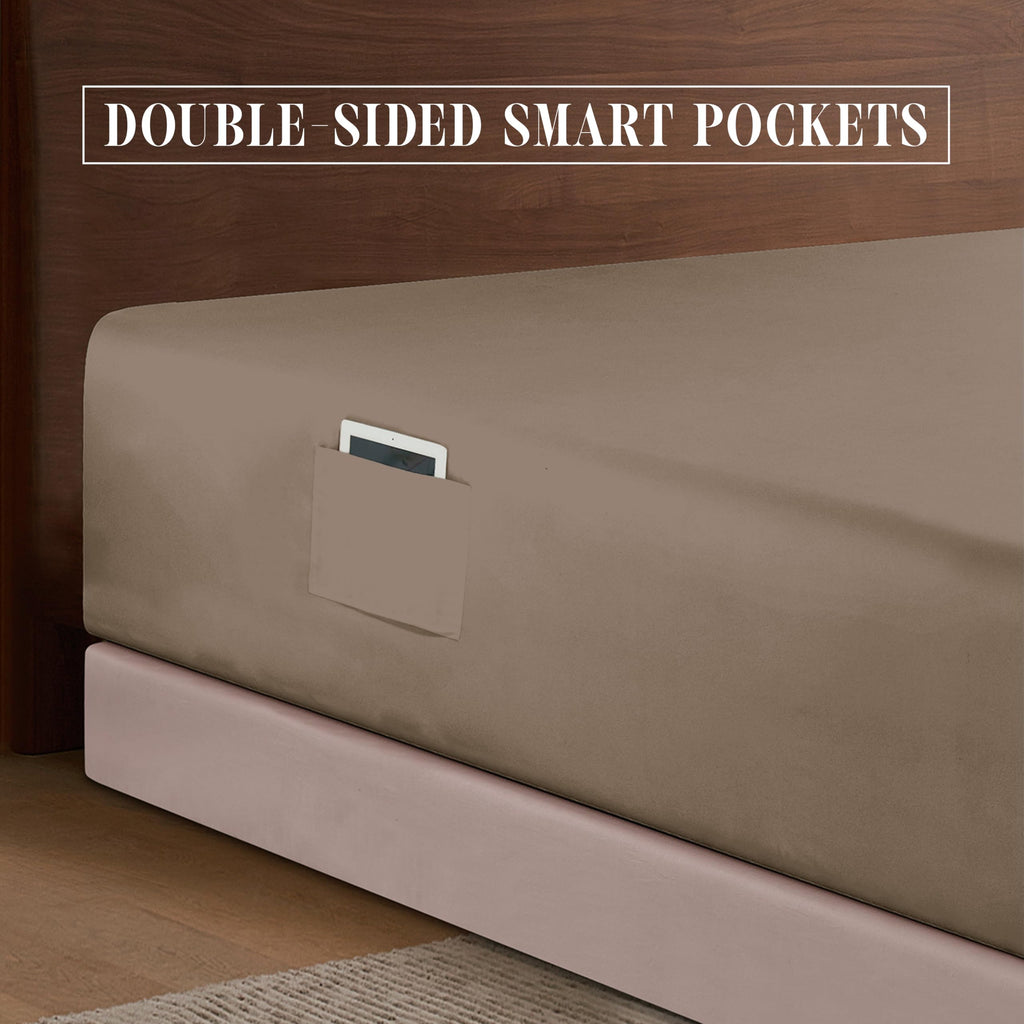 Elegant Comfort 1500 Premium Hotel Quality 18-24 Inches Deep - Extra Deep Pocket Single Fitted Sheet For High Mattress, Luxury And Softest, Smart Pocket - Wrinkle Free, California King, Taupe