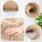 Mudder 2 Pieces Heart Shaped Rug Faux Room Fluffy Carpet Heart Shaped Door Mat For Room Bedroom, 12 X 16 Inch(Khaki)