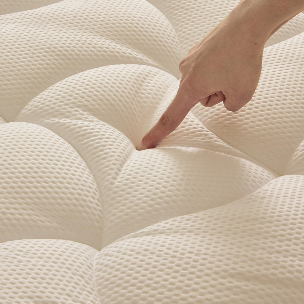 Sleep Zone King Size Cooling Mattress Topper, Premium Zoned Cool Mattress Pad Cover, Padded Mattress Protector Breathable Washable, Deep Pocket 8-21' (Beige, King)