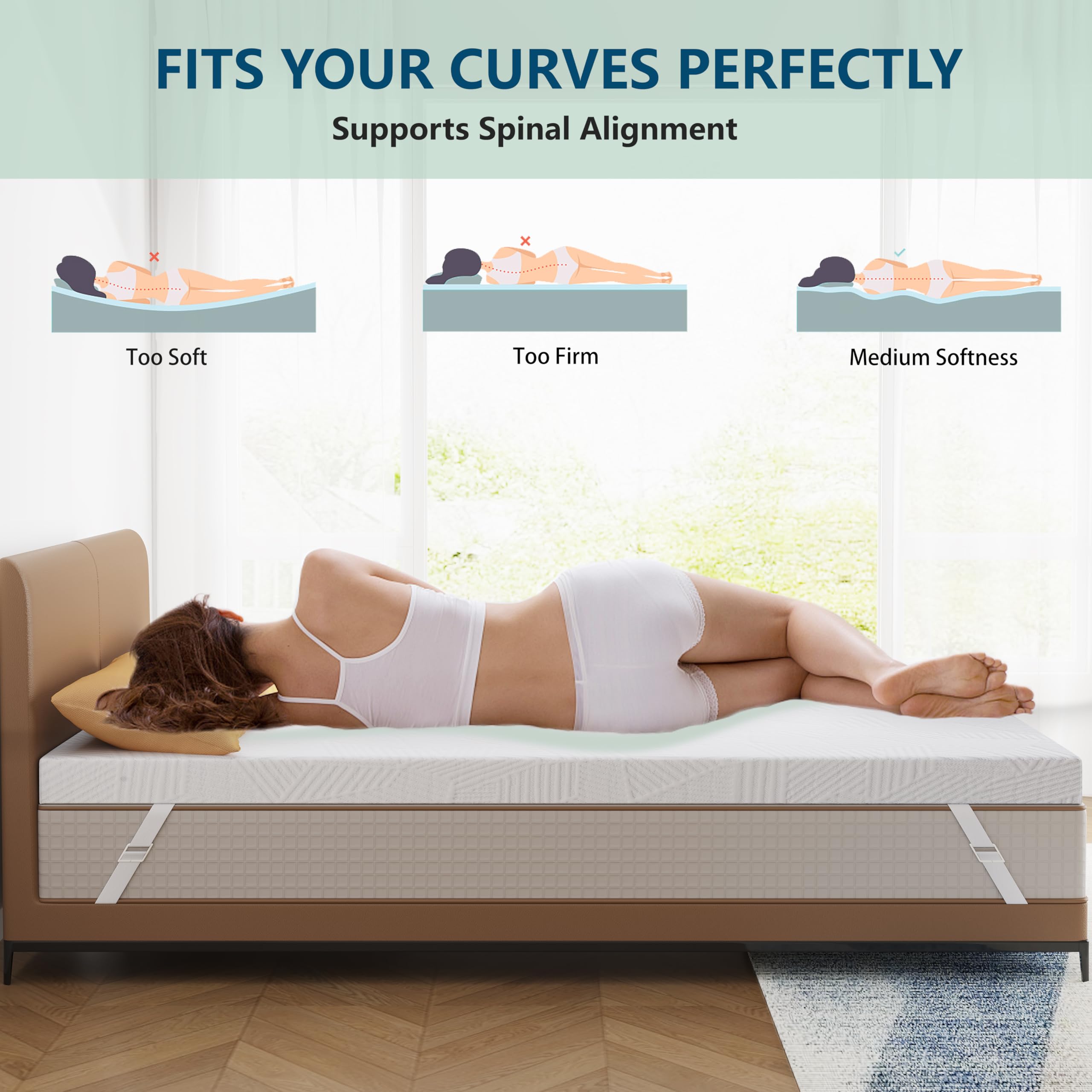 3 Inch Gel Memory Foam Mattress Topper Twin Xl, Cooling Bed Topper With Removable Cover, Soft & Pain Relief & Breathable, Certip