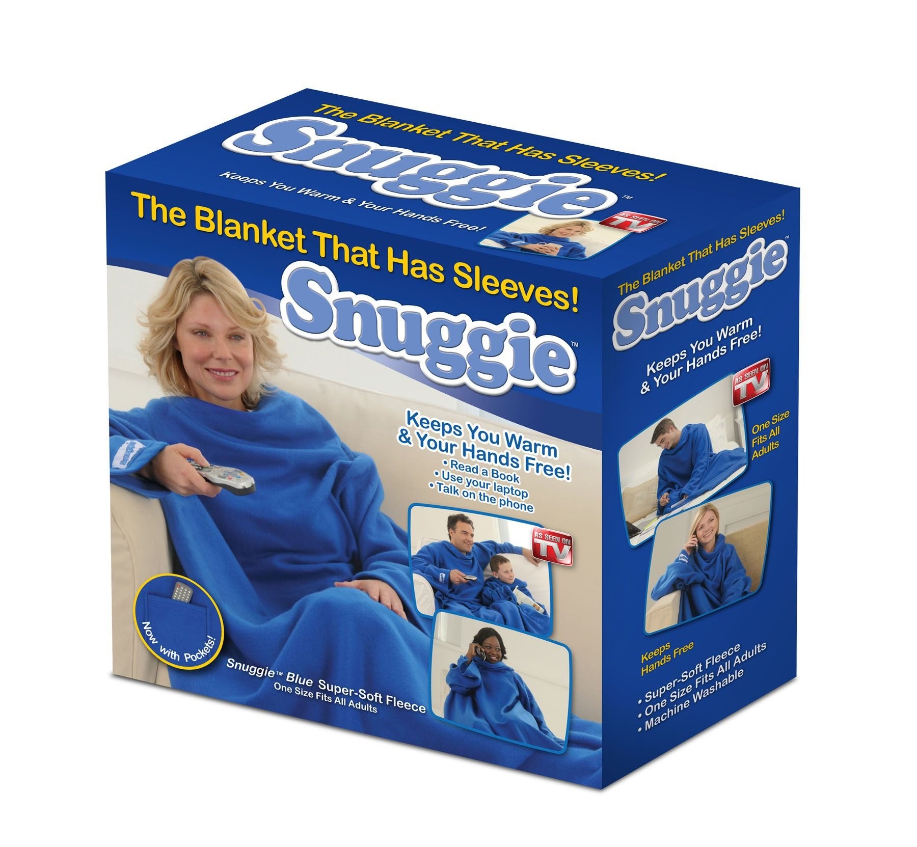 Snuggie True Fleece Blanket With Sleeves, Blue