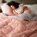 Comfort Spaces Vixie Reversible Comforter Set - Trendy Vibrant Color With Geometric Quilted Cover, Lightweight All Season Down A