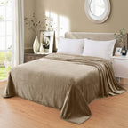 Fleece Blankets For All Season - Premium Lightweight Anti-Static Throw For Queen/Full Size Bed Extra Soft Brush Fabric Warm Sofa Thermal Blanket 90' X 90'(Taupe)