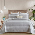 Y-Plwomen Quilt Queen Size - 100% Cotton Queen Quilt, Grey Striped Quilt For Queen Bed, Lightweight Reversible Queen Size Bedspr