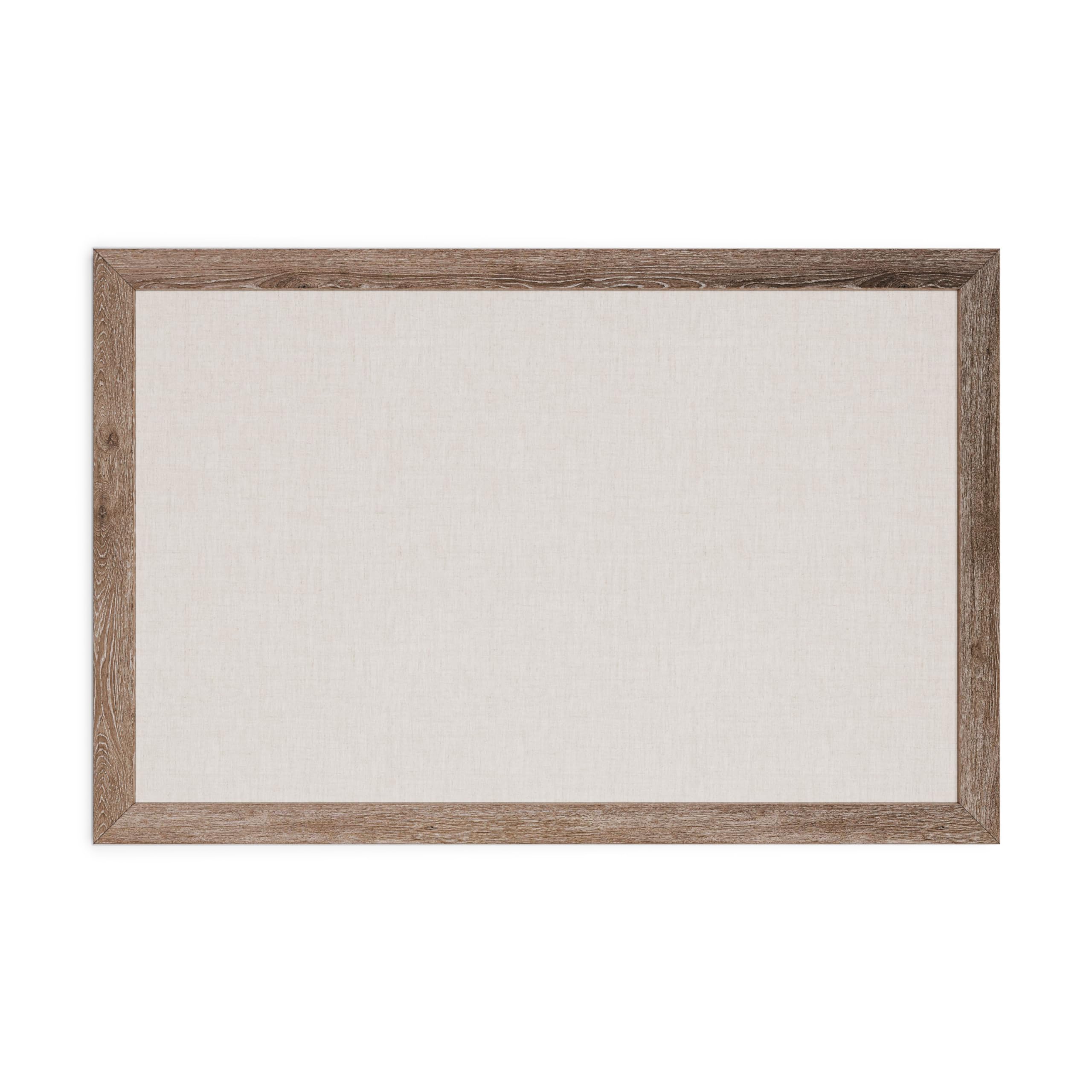 U Brands Linen Bulletin Board, 35'X23', Rustic Wood Style Frame, Industrial Grade Pinning Surface