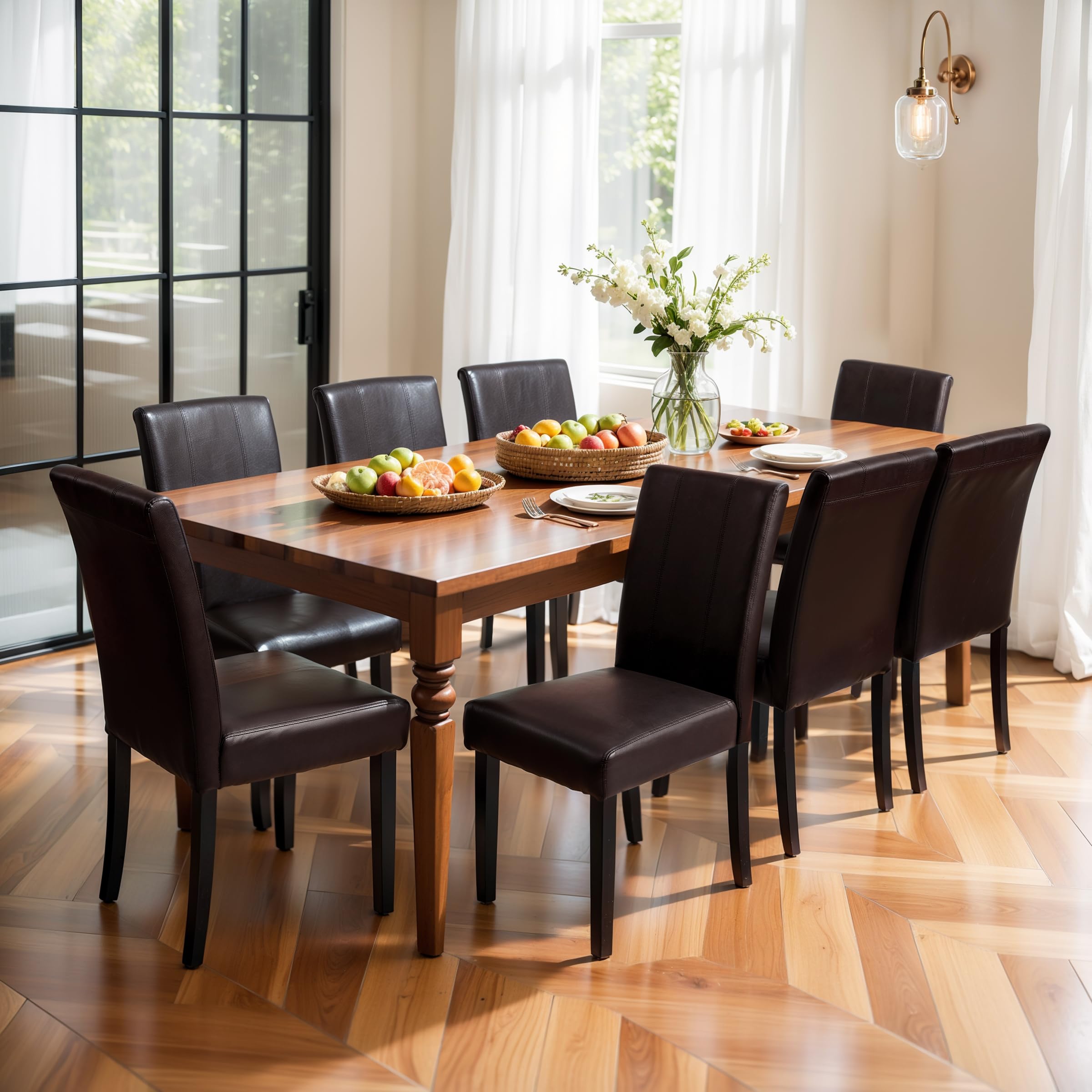 Symax Dining Chairs Set Of 8, Leather Parson Dining Room Chairs, Modern High-End Kitchen Side Chairs For Bedroom, Living Room, B