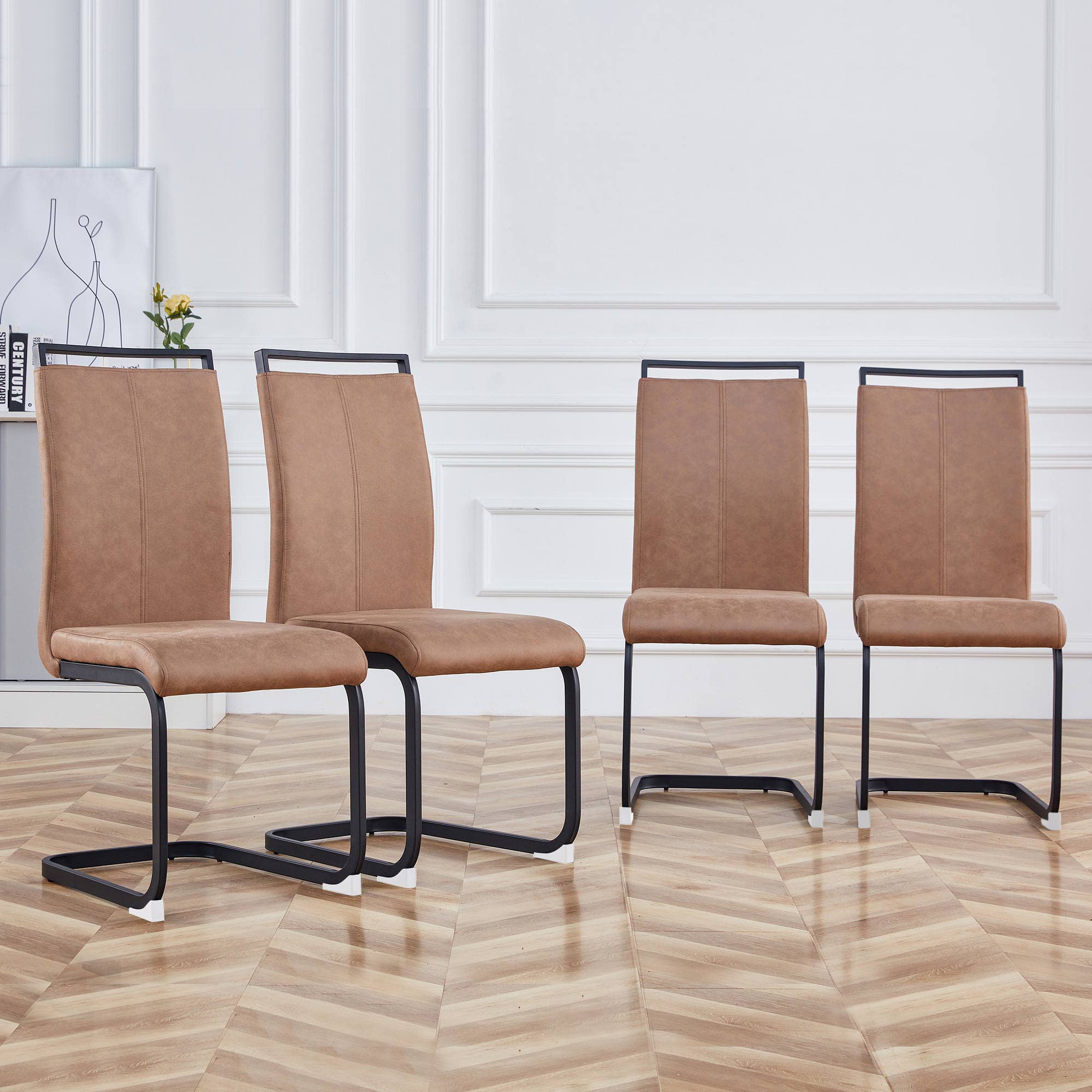 Baysitone Modern Dining Chairs Set Of 4, Side Dining Room Chairs, Kitchen Chairs With Leathaire Padded Seat High Back, Chairs Fo