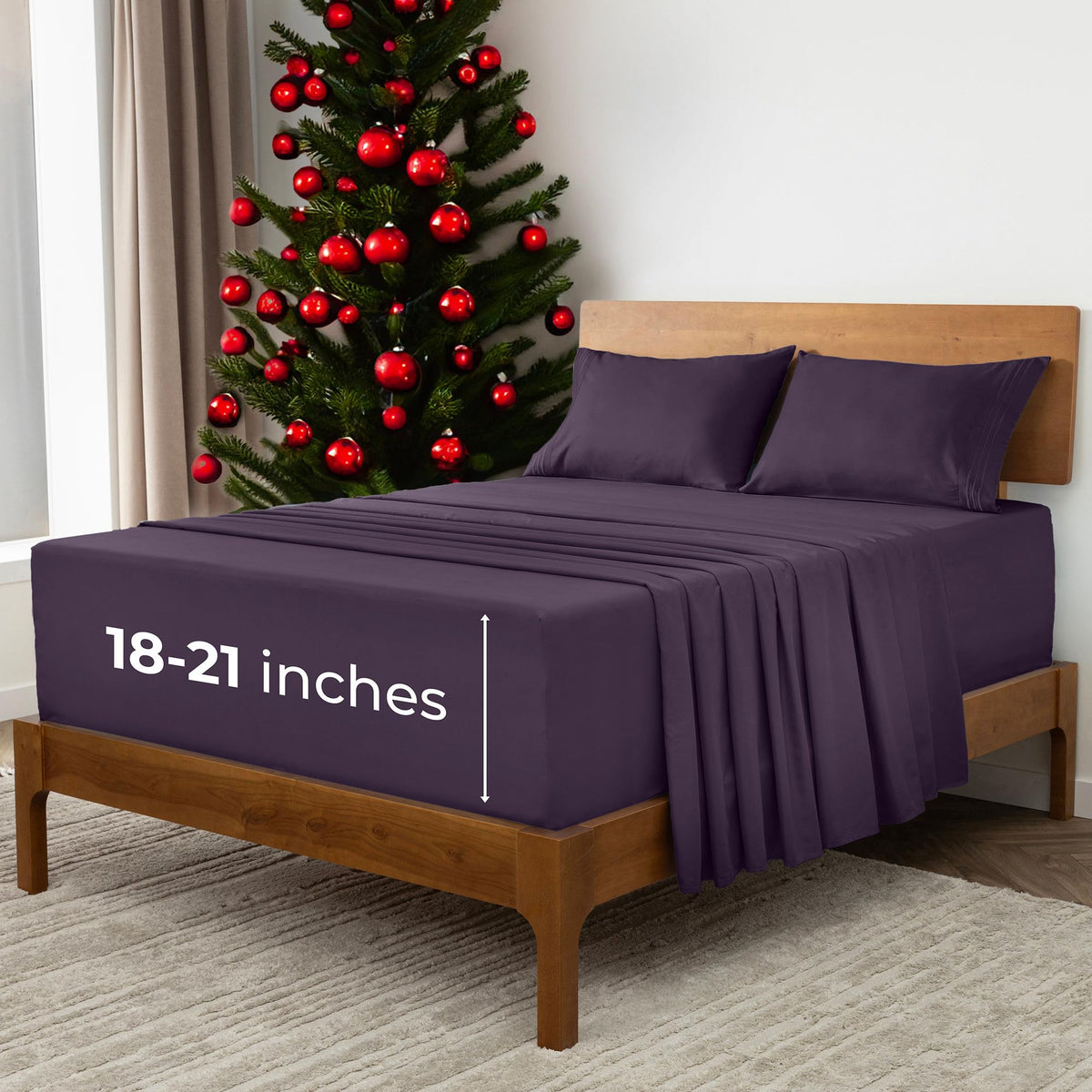 Mellanni Extra Deep California King Sheets - 4 Pc Iconic Collection Bedding Sheets & Pillowcases - Hotel Luxury, Ultra Soft, Coo