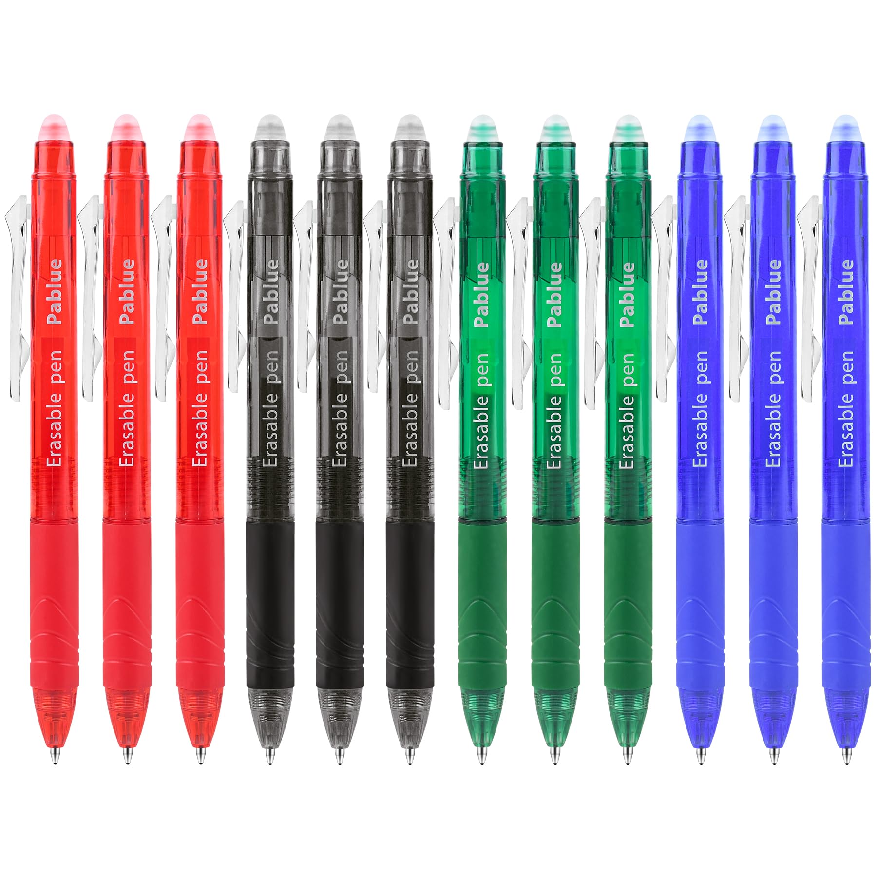 Pablue Retractable Erasable Gel Pens Clicker, Fine Point 0.7Mm, Make Mistakes Disappear, Comfort Grip, For Drawing Writing Plann