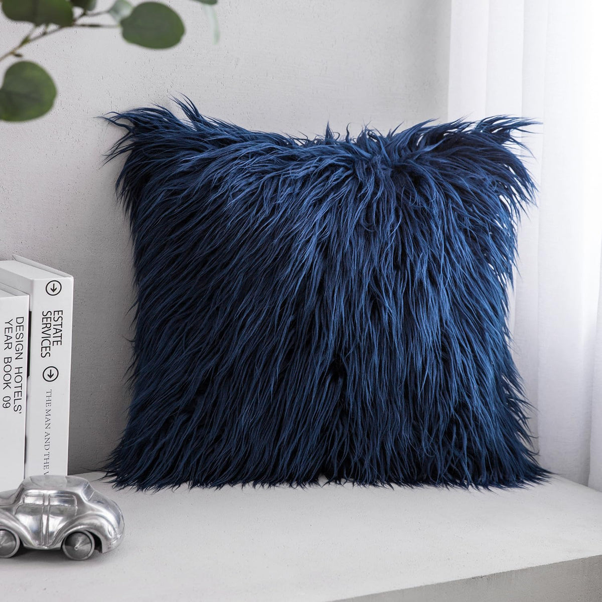 Phantoscope Faux Fur Solid Decorative Pillow Cover Fluffy Throw Pillow Mongolian Luxury Fuzzy Pillow Case Cushion Cover For Bedr